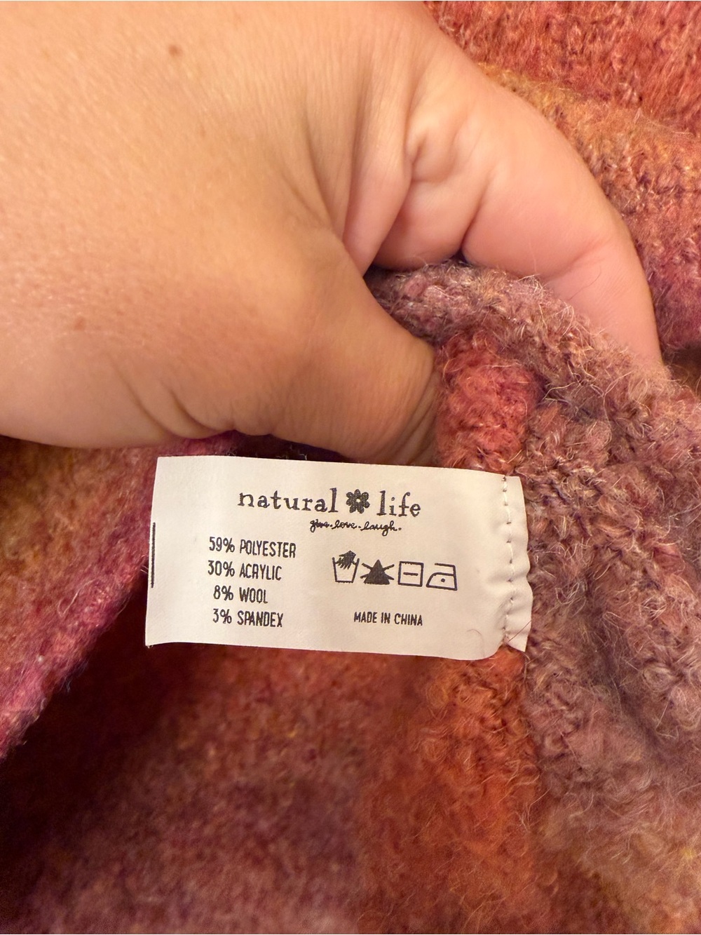 Natural Life Women’s Mauve/Rust/Pink Oversized Ombre Crewneck Sweater Medium - Picture 4 of 5